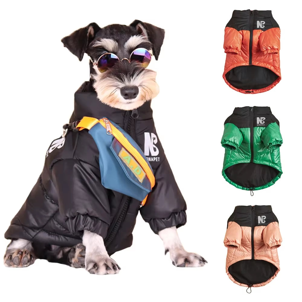 Luxury Dog down Jacket Winter Pet Clothes for Small Dogs Reflective Large Dog Coat French Bulldog Costume Labrador Husky Outfits