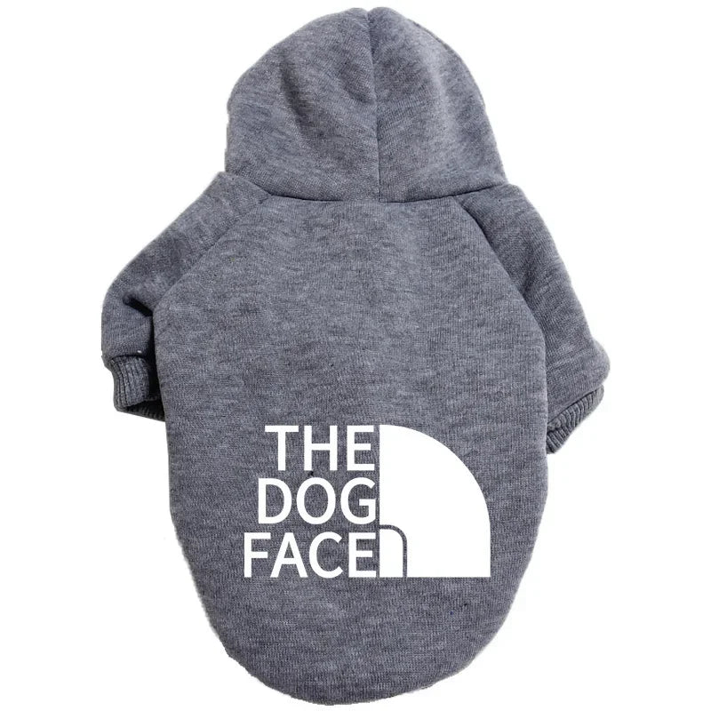 Pet Dog Hoodies Autumn and Winter Season Large Dog Clothes Dog Face Text Pattern French Bulldog Labrador Jacket Clothing