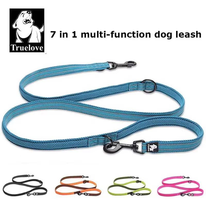 7 in 1 Multi-Function Adjustable Dog Lead Hand Free Pet Training Leash Reflective Multi-Purpose Dog Leash Walk 2 Dogs